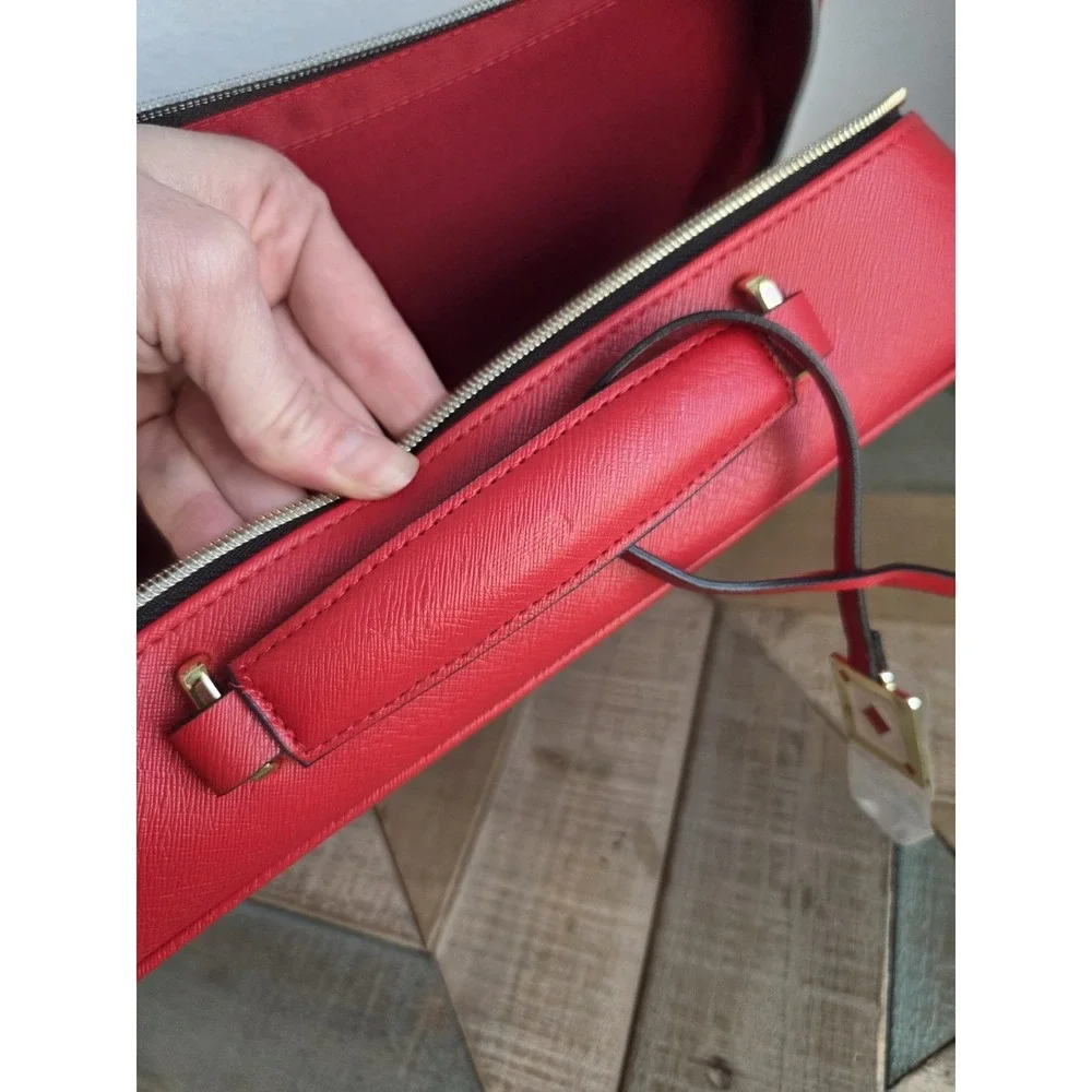 Estee Lauder‎ Red w/Gold Zipper & Playing Cards Symbols Cosmetic Makeup Case NEW